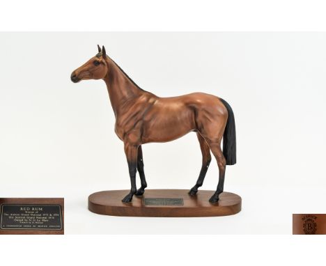 Beswick Connoisseur Horse Figure ' Red Rum ' Model No 2510. Designer Graham Tongue. Issued 1975 - 1989 with Plaque. Height 12