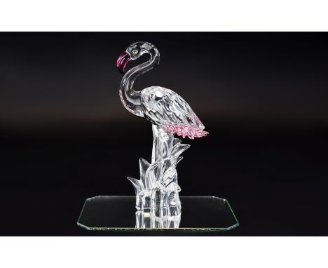 Swarovski Crystal Figure 'Flamingo' Feathered Beauties Collection..Design Gabriele Stamey. Code no 7670 000 003, Issued 2002 