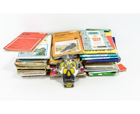 A Large Collection Of Ordnance Survey And Mixed Tour Maps Along With A Vintage AA Metal Decal Over 15 maps for various locati
