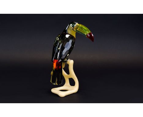 Swarovski Cut Crystal Figure 'Paradise Birds' Collection, Toucan. Black diamond. Designer Roland Schuster. Code number A9600 