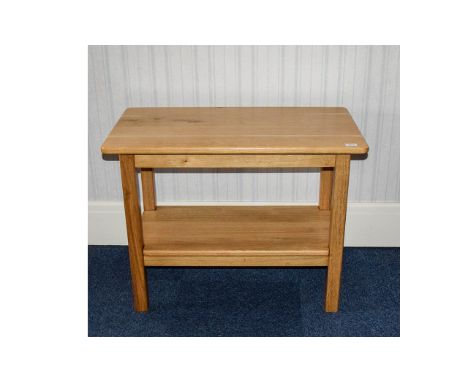 Modern Light Oak Sidetable. 35 by 20 inches deep.