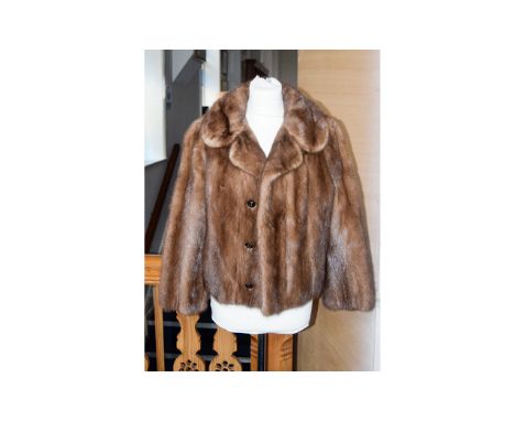 Vintage Mink Jacket Ladies light golden brown mink short jacket. Revere collar, hook and eye closure with faux brown and gilt