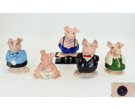 Wade Collection of Nat West Ceramic Piggy Banks Set of ( 5 ) In Total. Comprises Sir Nathaniel, Lady Hillary, Maxwell, Annabe