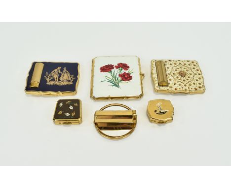 A Varied Collection Of Vintage Stratton Vanity Items Six in total, comprising some unusual examples to include, small gold to