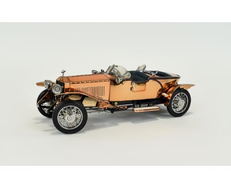 Franklin Mint Hand Finished Die-Cast Scale Model 1.24 1921 Rolls Royce, Silver Ghost, Specially Fitted with a Copper Covered 