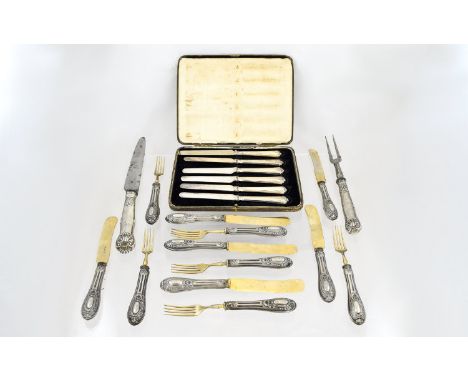Boxed Set Of Silver Handled Butter Knives Together With A Collection Of Flatware