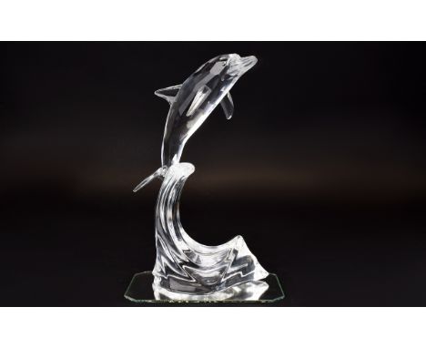 Swarovski Silver Cut Crystal Figure Crystal Classics 'South Sea' Collection 'Maxi Dolphin'. Designer Michael Stamey. issued 1