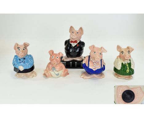 Wade Collection of Nat West Ceramic Piggy Banks Set of ( 5 ) In Total. Comprises Sir Nathaniel, Lady Hillary, Maxwell, Annabe