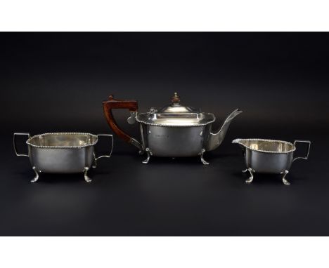 Art Deco Period 3 Piece Silver Teaset of nice proportions Hallmark London 1936. Teapot 5.5 inches high 36 onz Great quality a