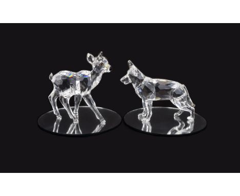 Swarovski Crystal Figures ( 2 ) In Total. Comprises 1/ German Shepherd ( Pets Corner ) Series. Designer Heinz Tabertshofer, C