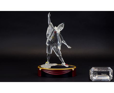 Swarovski SCS Collectors Society Annual Edition 1999 Crystal Figure Masquerade Collection Pierrot Designed by Adi Stocker cod