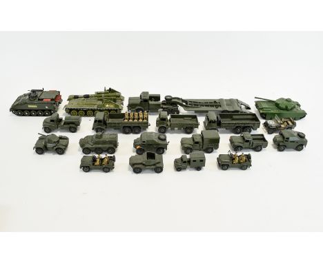 Collection Of 19 Dinky Diecast Military Models, Comprising 660 Tank Transporter, 651 Centurion Tank, 622 10 Ton Army Truck, 6