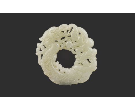 Antique Period Carved Chinese White Jade Foreigner Pendant of Very Fine Quality. From a Private Collection. Size 2.75 Inches,