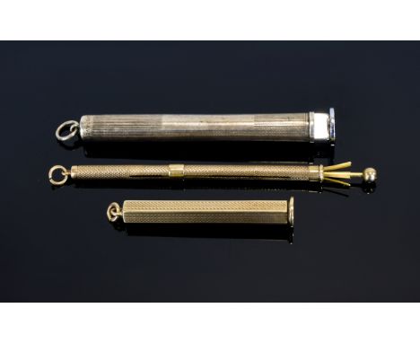 A Deluxe 9ct Gold Diamond Cut Cocktail Swivel Stick Hallmark Birmingham 1924, 3.75 inches in length. Plus, a vintage 9ct gold