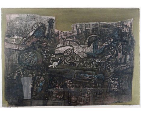 RU VAN ROSSEM limited edition (19/35) print, Howard Roberts Gallery label verso with title 'Excavations III, Israel', signed 