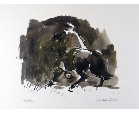 SIR KYFFIN WILLIAMS RA limited edition (78/500) print - gaucho on horseback signed in full, 16 x 22 ins (41 x 56 cms)