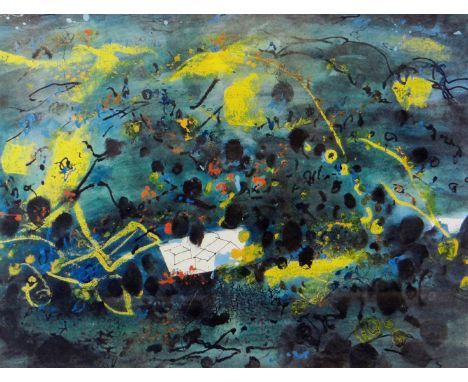 JOHN PIPER 1984 screen-less offset lithograph by Adrian Lack, Senecio Press - 'A Welsh Hill Farm (near Newcastle Emlyn)', uns