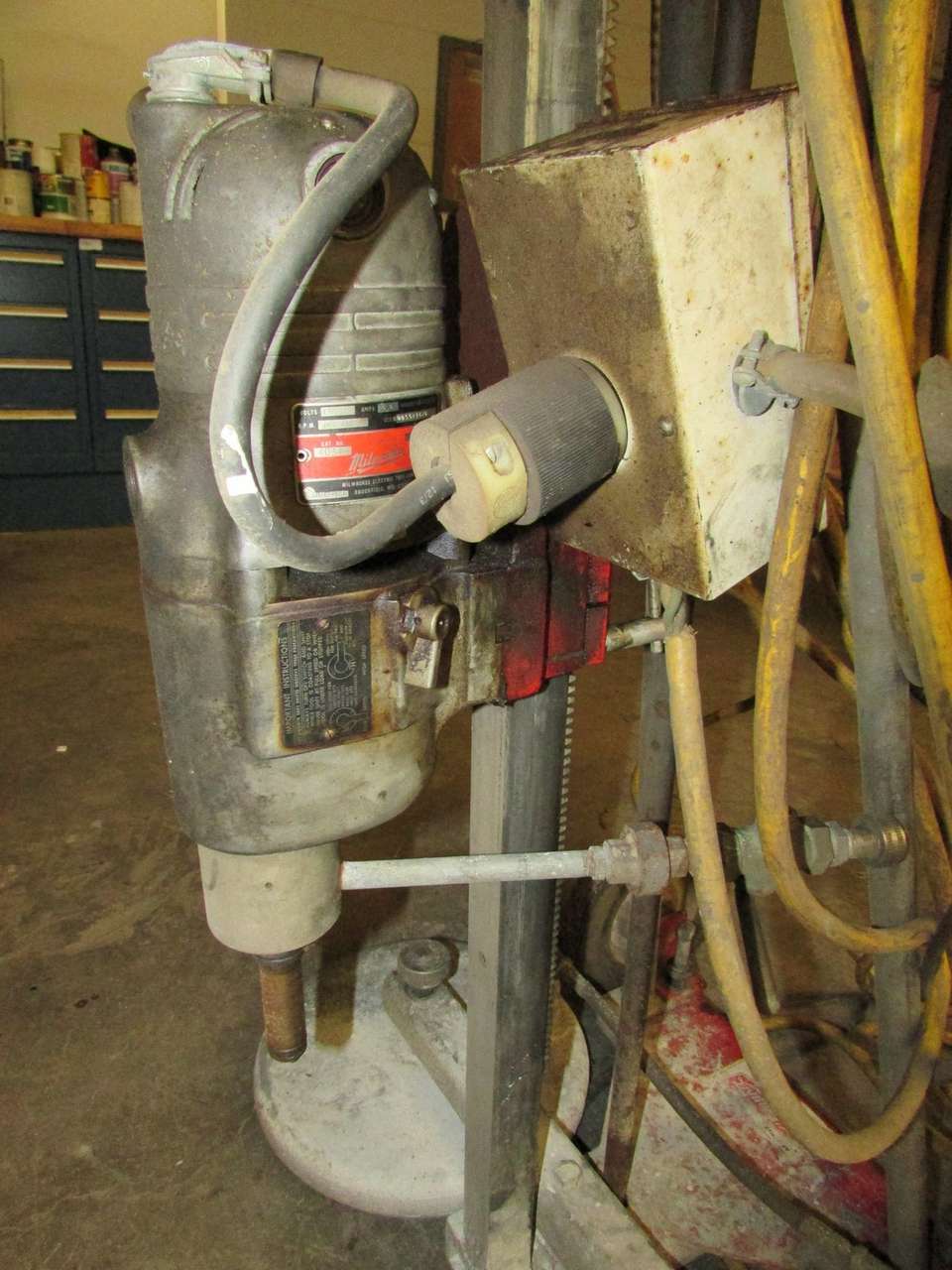 Milwaukee 4034 Concrete Core Drill with 4114 VacURig Stand and (2