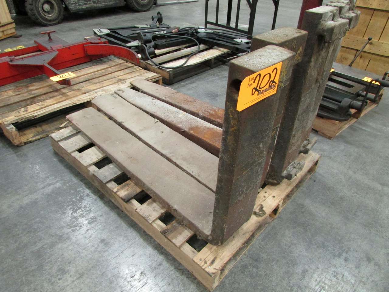 (2) Sets of Fork Truck Forks (1) Set 40" x 6" (1) Set 43" x 5 1/2" [Loc