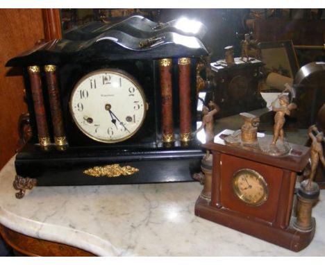 An antique mantel clock and one other 
