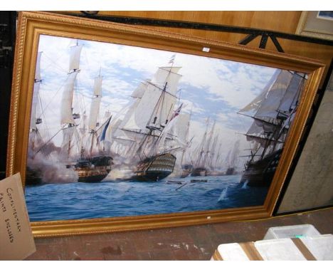 AFTER J STEVEN DEWS - 100cm x 167cm - print on canvas "The Battle of Trafalgar" 