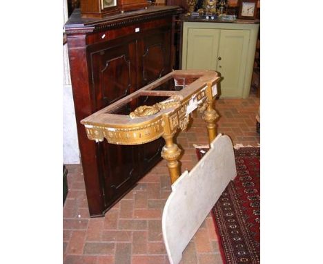 Antique corner cupboard, together with a console table with marble top for restoration 