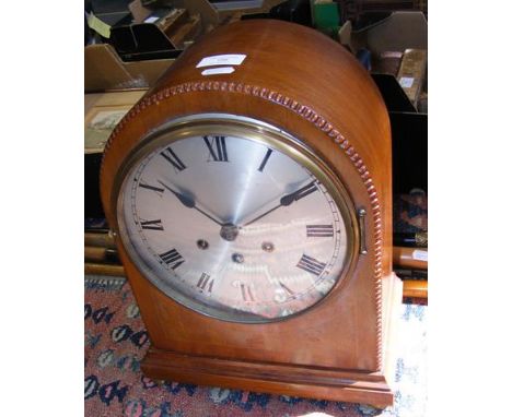 Large chiming mantel clock with silver dial - 36cm high 