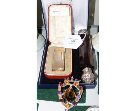 Double ended scent bottle, Dunhill lighter, etc. 