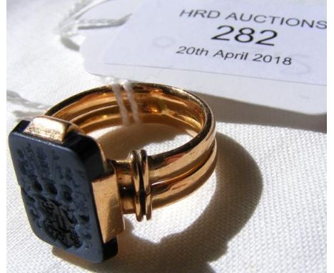 A seal ring in yellow metal setting - Size O CONDITION REPORT 9.8gstone 1.5cm x 1cm