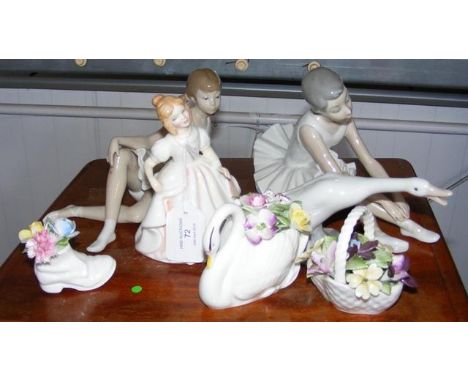 Royal Doulton figure "Amanda", together with Nao ballerinas 