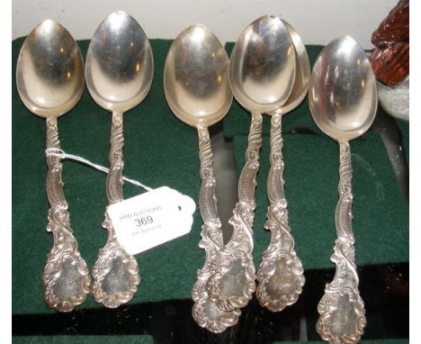 A set of six antique sterling silver tablespoons - 10oz