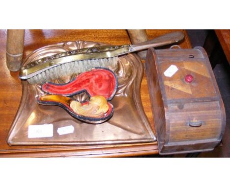 A decorative meerschaum pipe in case, etc.  