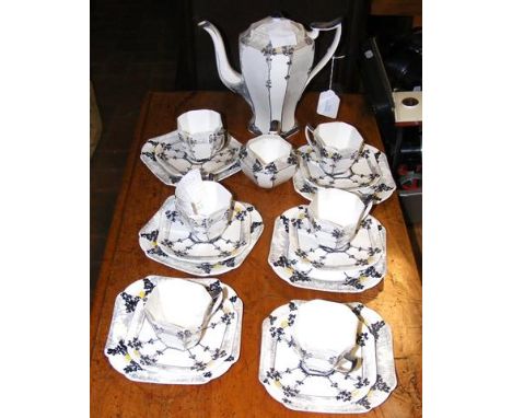 An Art Deco Shelley teaset - RD723404 - Paint No.11479 