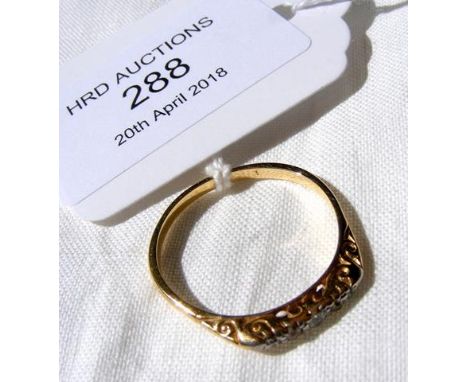 A lady's five stone diamond ring in gold setting 