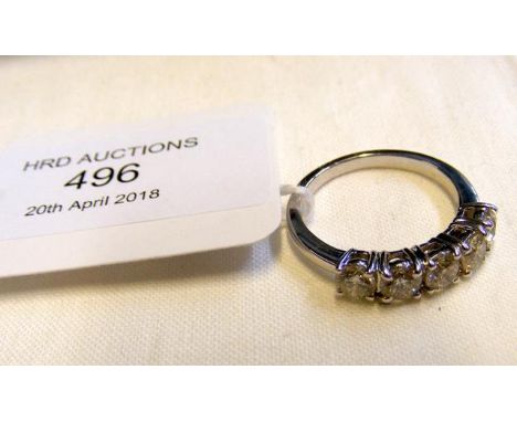 An 18ct white gold five stone diamond ring - 1.75ct total - Size N