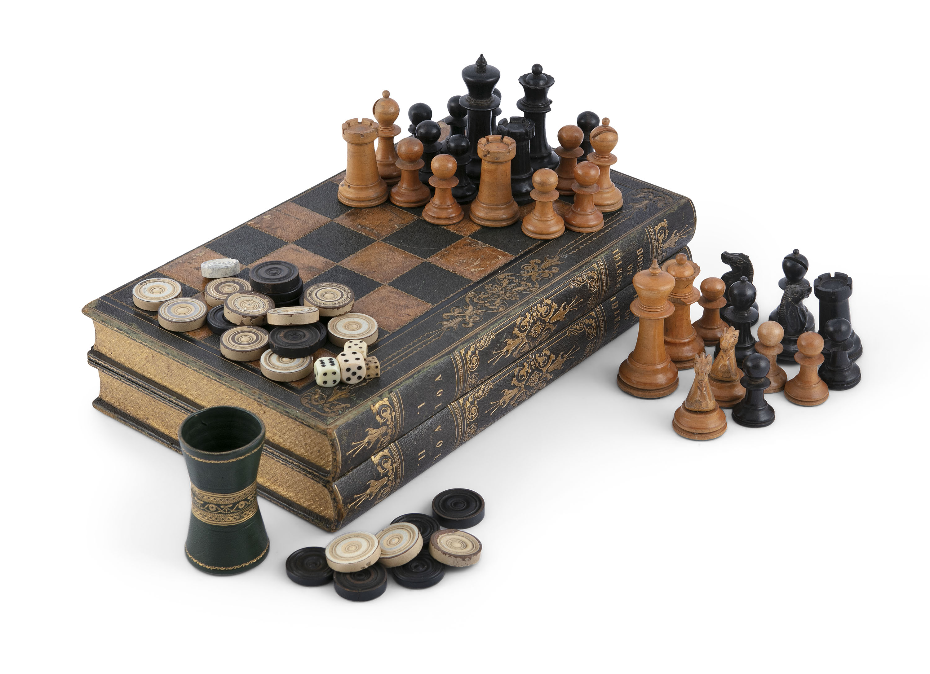 AN IRISH NOVELTY CHESS BOARD, by Austin of Dublin, formed as twin book ...
