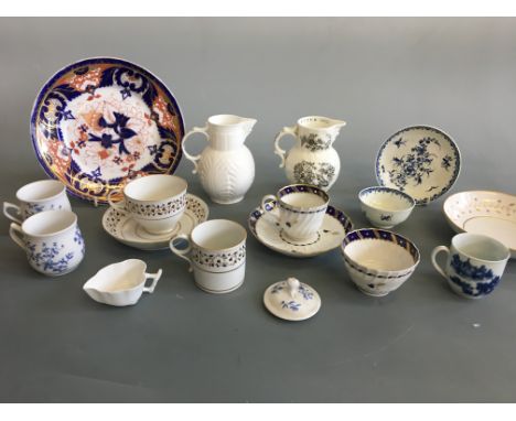 A small collection of English porcelain 18th/19th and 20th century including Worcester mask jugs, Worcester ‘Mansfield’ patte