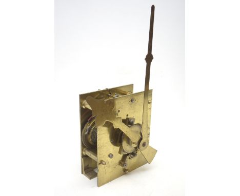 19th century brass drop dial tavern/gallery clock movement signed verso 'Vulliamy London No. 1930', five pillar, single fusee