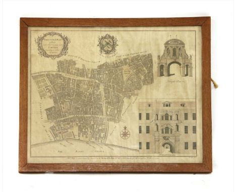 Seventeen engravings by Benjamin Cole, most from from William Maitland's 'History of London' (3 duplicates) two framed, compr
