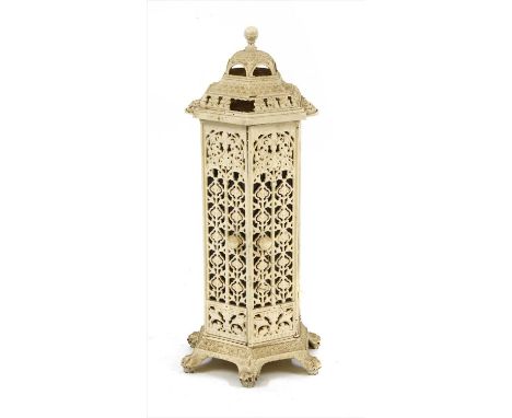 A Victorian cast iron conservatory heater , 80cm high, now with a lamp inside  Provenance: The property of the late Mr & Mrs 