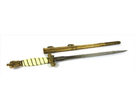 A Kriegsmarine naval officer's dagger with scabbard, 42cm overall