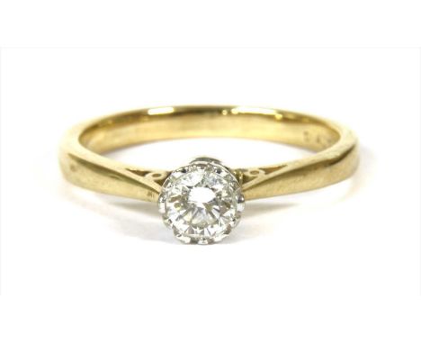 A 9ct gold single stone diamond ring, with a brilliant cut diamond, estimated as approximately 0.33ct, claw set to a white co