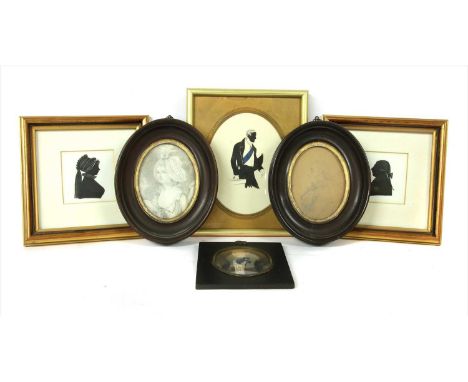 A collection of six miniature portraits: REVEREND THOMAS DAVIS; HIS WIFE ANNA DAVIS (NEE GIFFARD) A pair, pencil, both inscri