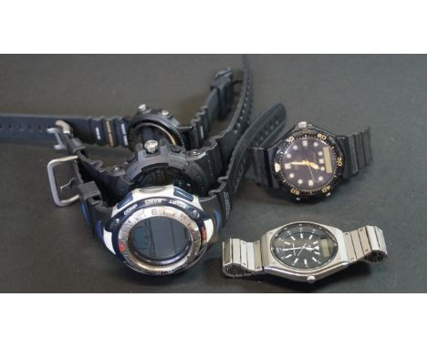 Five Casio gentleman's wristwatches.