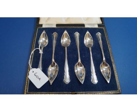 A cased set of six silver melon spoons, by W Hutton & Sons Ltd, Sheffield 1926, 128g.