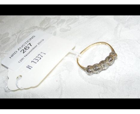 An 18ct gold five stone diamond ring CONDITION REPORTSize Q