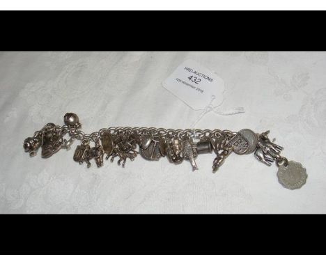 A silver charm bracelet 