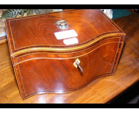 Serpentine fronted antique tea caddy 