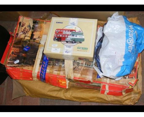 A boxed Tri-ang model railway train set with transformer, together with a boxed Corgi bus 
