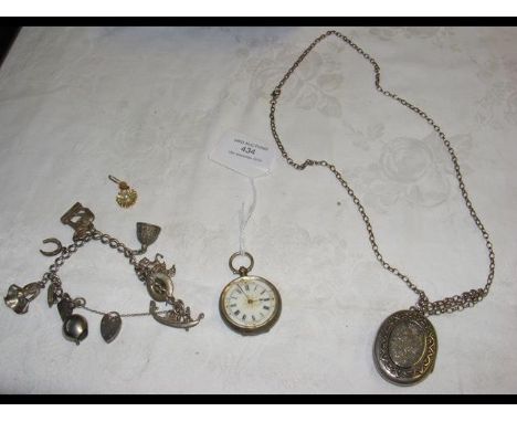 A silver cased pocket watch, pendant, etc. 